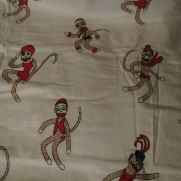 2 VERMONT COUNTRY STORE Dancing Sock Monkey Flannel King Pillowcases NWOT - Picture 4 of 6